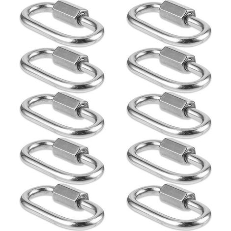 HONORNIC - Set of 10 small, sturdy M3.5 stainless steel carabiners with screws for camping, hiking, hammock