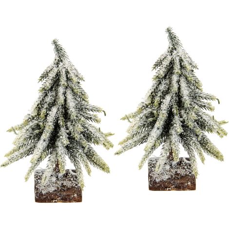 Mini Sapin de Noël Artificiel givré et enneigé sur Pied en Bois - Petit Sapin de Noël - Décoration de Table - Petit Sapin de Noël Blanc - Décoration de Noël - Sapin Artificiel de l'Avent (1/3)