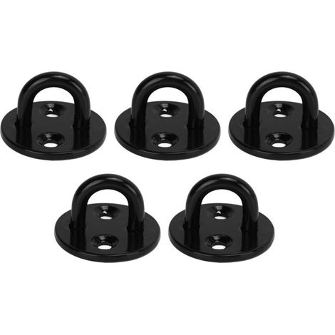 Juego de 5 ojales protectores gruesos de acero inoxidable negro, reforzados para cargas pesadas, 5 mm de diámetro. (1/4)