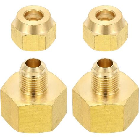 2pcs Raccords de Tube en Laiton, Femelle 1/2" x Mâle 5/8", Apdateur d'Accouplement à 45 Degrés avec Écrou Bride, Raccord Tuyau HVAC Climatisation Plomberie Gaz - 3/4" Flare Female 3/8" Male (1/5)