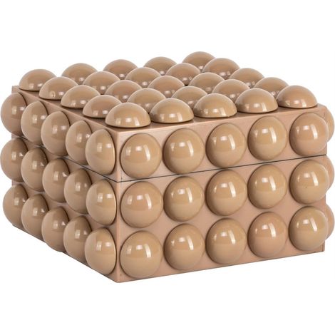Boîte de rangement beige à reliefs graphiques - beige (1/5)