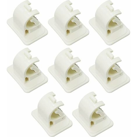 Confezione da 8 ganci autoadesivi per aste per tende, aste per tende da finestra, supporto per aste per tende autoadesivo senza foratura per asciugamani, tende, cappotti, bianco