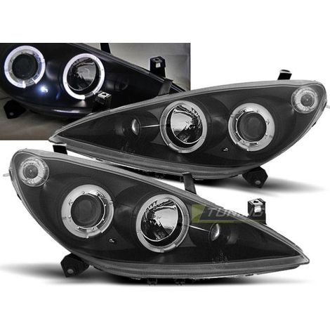 Paire de feux phares Peugeot 307 01-05 angel eyes noir-27361729