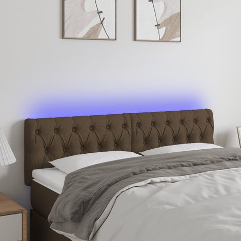 LED Kopfteil Dunkelbraun 144x7x78/88 cm Stoff (1/5)
