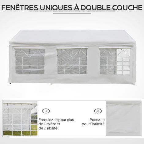 Tonnelle de jardin 3 x 6 m tente de réception avec 4 parois 3 fenêtres de chaque côté barnum pour fête mariage blanc (1/5)