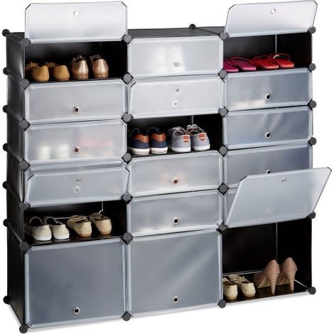 18-Compartment Plastic Shoe Cabinet (1/5)