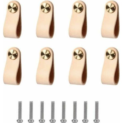 8-teiliges Set Ledergriffe für Möbel, Schrankgriffe für exquisite Möbelaccessoires inklusive Schrauben, von DEBUNS (1/5)