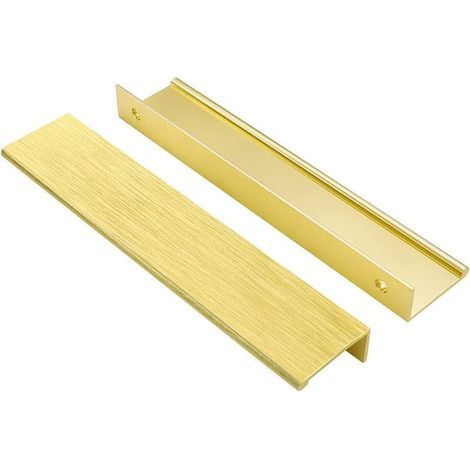Set of 10 gold door handles - Invisible gold furniture handle, aluminum alloy furniture handle, 160 mm center distance (1/5)