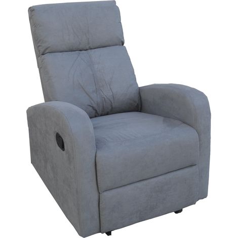 Poltrona relax manuale reclinabile FORTUNA con tessuto in microfibra GRIGIO (1/4)