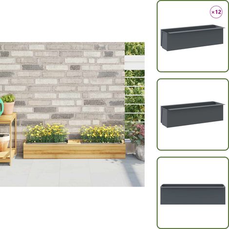 Pflanzkasten für Europaletten 12 Stk. Grau 36x13,5x9,5 cm PP - Blumenkästen - Pflanzkästen - Gartenmöbel - Europalette - Graue Farbe (1/5)