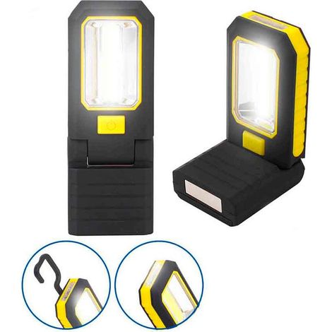 Lampe Torche Led Cob Magnétique éclairage 200lm, Fixation Aimantée Et Crochet, Piles Incluses. - (1/3)