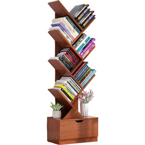 Étagère de rangement au sol pour étudiants, en forme d'arbre, économique et simple, petite bibliothèque avec tiroirs de rangement. (1/5)