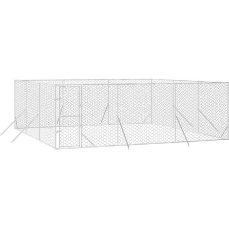 Outdoor-Hundezwinger Silbern 6x6x2 m Verzinkter Stahl vidaXL