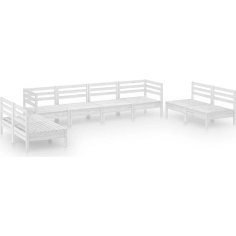 Maison Exclusive - Set Divani da Giardino 8 pz Bianco in Legno Massello di Pino