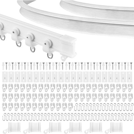 7m flexible ceiling curtain rail white flexible bracket curtain rail curved curtain rail by the meter with silent casters flexible bracket shower glass window divider room divider (1/5)