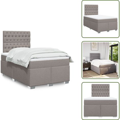 Materasso insacchettato - vidaXL Giroletto a Molle con Materasso Tortora 120x190 cm in Tessuto - Testiera regolabile