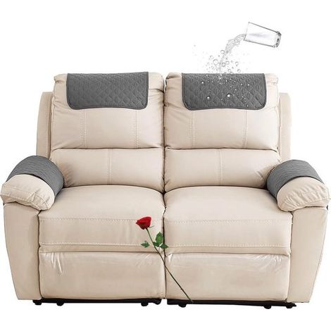 Ensemble de 4 coussins d'accoudoirs - Housse d'accoudoir de canapé - Housse d'accoudoir de fauteuil - Housse d'appui-tête - Protection antidérapante et rembourrée pour meubles (38 cm x 57 cm) - Gris f (1/5)