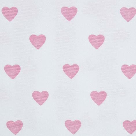 HOMESCAPES Pure Cotton Pink Heart Fabric 150cm Wide