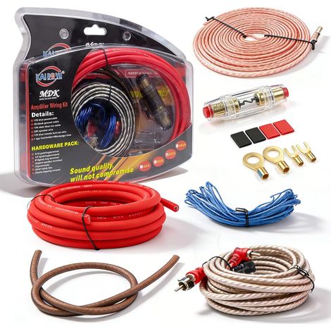 Kit Cablage Installation, 4GA 5m Kit de Câblage Amplificateur de Voiture, Amplificateur de Voiture, Kits D'installation D'amplificateur, Kits de Fil de Haut-Parleur Voiturees pour Plupart des Voitures (1/5)