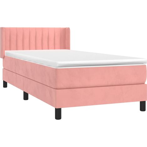 Box Spring Bed with Mattress Pink 80x200 cm Velvet vidaXL (1/4)