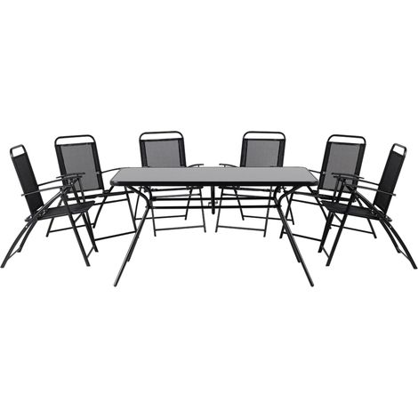 Gartenmöbel Set 6-Sitzer LIVO Metall Schwarz