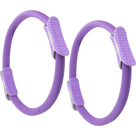 Lot de 2 cerceaux de yoga et Pilates, roue de résistance double poignée pour fitness et gym, violet (1/5)