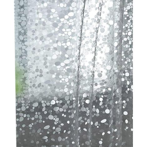 Doublure de rideau de douche transparente, rideau de douche léger en plastique à motif galets (1/5)