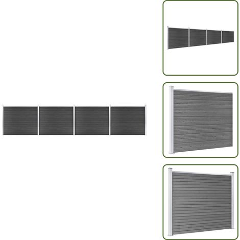 The Living Store Ensemble de panneau de clôture WPC 699x146 cm Gris - Barrière de jardin (1/5)
