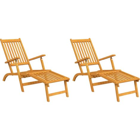 Set di due sdraio da esterno con poggiapiedi in massello di acacia 020011888