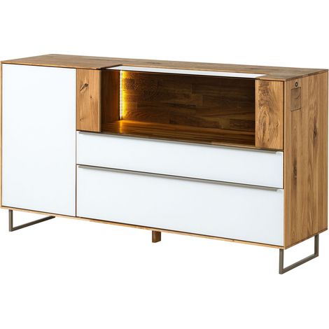 Credenza in legno di quercia 160x43x87 natur / oliato bianco WIEN 120 (1/4)