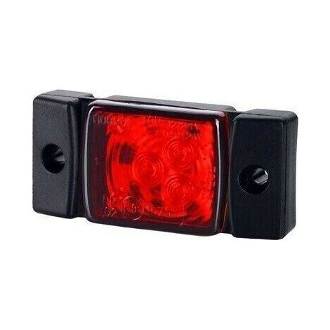 Feu de gabarit LED, marqueur, Tokos, rouge, E‑Mark, 3 LED, 12–24 V, 7,3 cm