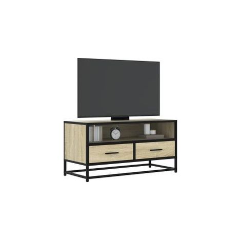 Meuble TV chêne sonoma 80x34,5x40 bois d'ingénierie et métal (1/5)