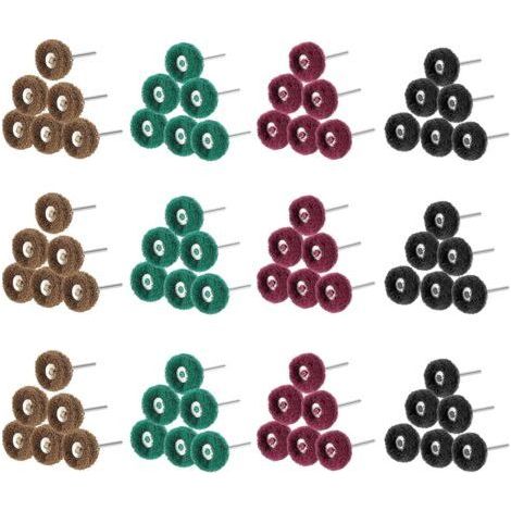 Lot de 80 Roues de polissage abrasif de 25 mm, Accessoires de polissage pour outils rotatifs , Grain 80/150/240/300, tampon à récurer et queue en métal (1/4)