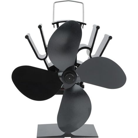 Ventilador de estufa de chimenea de 4 aspas accionado por calor, ventilador para estufa de leña (1/4)