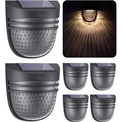 Lampe solaire lampe solaire exterieur, lumiere solaire LED exterieur 2 Modes & IP54 étanches Lampes solaires murales décoratives (Lot de 6) (1/4)