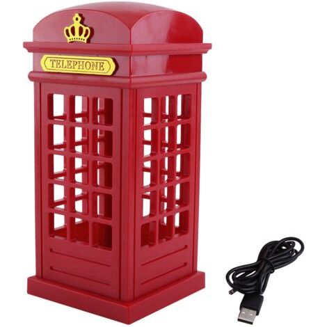 Rosvola Créatif rétro classique cabine téléphonique veilleuse capteur tactile réglable jaune LED lampe de bureau (1/5)
