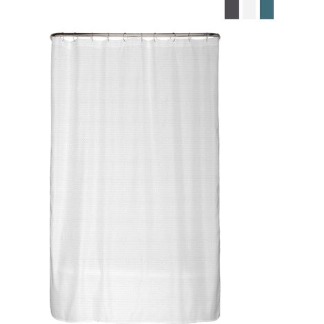 Rideau de Douche Blanc, Anti-moisissure, 120 x 180 cm, recyclé, Ourlet lesté, Opaque, étanche, Lavable, 12 Anneaux (1/5)