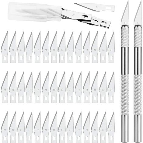 Precision Cutter 2 Scalpel avec 42 lames, Cutter de Précision Couteau pour Découpe de Travail d'art Bricolage, Spéléologie, Sculpture, Diy Sculpture Couteaux de Loisirs (1/5)