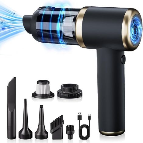 Aspirateur sans fil portable pour voiture et maison - Aspirateur de voiture puissant et portable - Double usage pour la maison et la voiture - Avec chargeur sans fil (1/5)