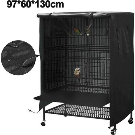 Wasserdichte Vogelkäfigabdeckung, große Größe, waschbar, für Papageien, schwarz, 90 cm (1/5)