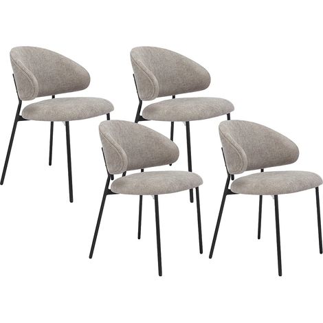 Vente-Unique – Lot de 4 chaises en tissu texturé taupe – Structure en métal noir – Assise confortable 48 cm – Densité mousse 22 kg/m³ (1/5)