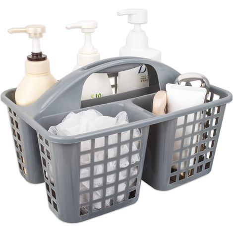 Organizador de ducha portátil con compartimentos para artículos de limpieza. Cesta de plástico con asas para baño, dormitorio, cocina, residencias de estudiantes, jardín y debajo del fregadero. Color 