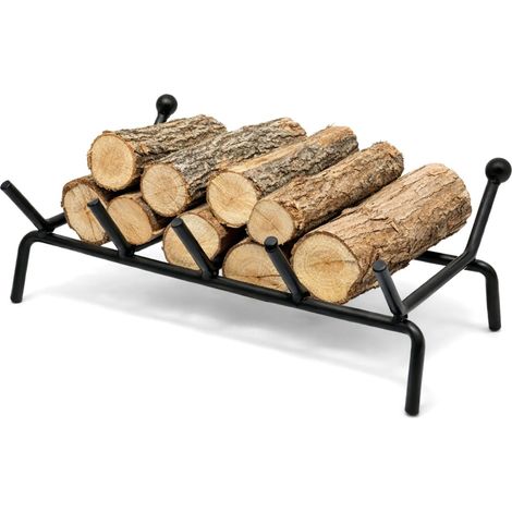 Brucialegna da camino con 5 BARRE in ferro battuto dallo spessore di 1,3 cm mis. 50x21,5x16 cm - Nero con sfumature