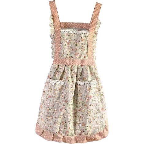 Tablier de cuisine pour femme, style café, avec deux poches, léger et pratique, idéal pour le service, le jardinage et les activités de plein air. Convient également aux jeunes filles.-Green (1/5)