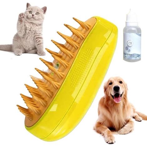 cat steamy brush – Brosse à vapeur 3 en 1 pour chat, brosse à vapeur autonettoyante pour chien,brosse à poils de chat (1/4)