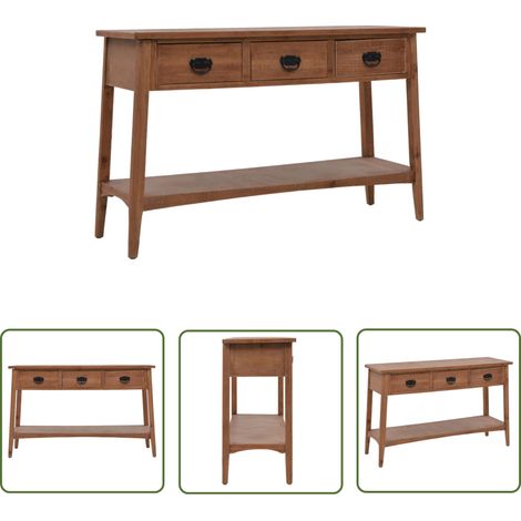 The Living Store Konsolentisch Tannenholz Massiv 126x40x77,5 cm Braun - Tisch - Wohnzimmermöbel - Konsole - Holztisch - Sideboard (1/5)