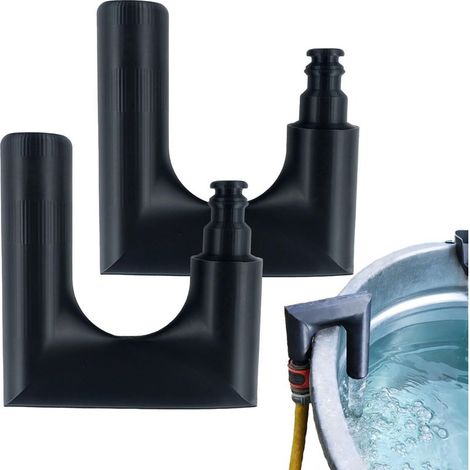 Lot de 2 supports pour tuyau d'arrosage – Guide de remplissage de piscine, design stable et précis pour orienter le flux d'eau, fixation antidérapante pour tuyaux de piscine, spa et bassin – Noir (1/5)