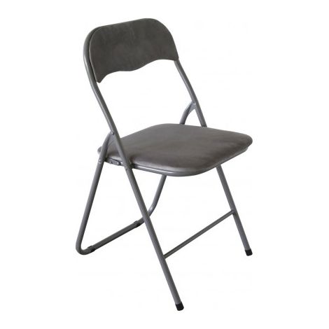 1 Pezzo Sedia da Arredo Pieghevole in Velluto Amanda Grigio