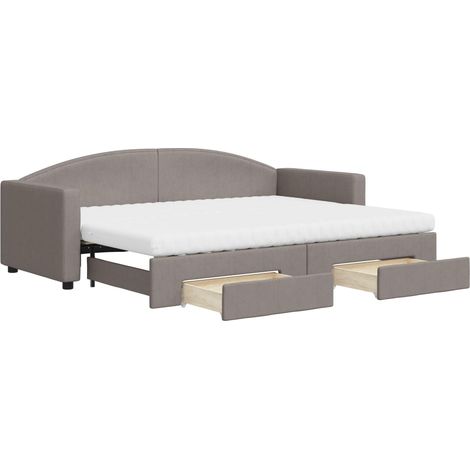Maison Exclusive - Divano Letto Estraibile con Cassetti Tortora 80x200 cm Tessuto