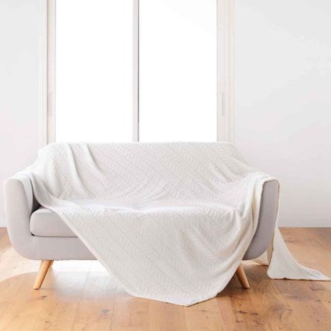 Plaid Flanelle Uni "Arya" 180x220cm Naturel (1/4)